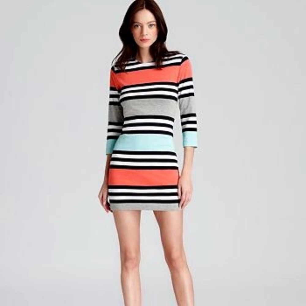 French Connection Multi Jag Stripe Dress